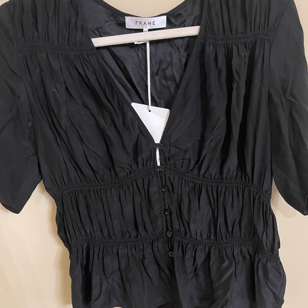 Frame Black Button-Up Blouse